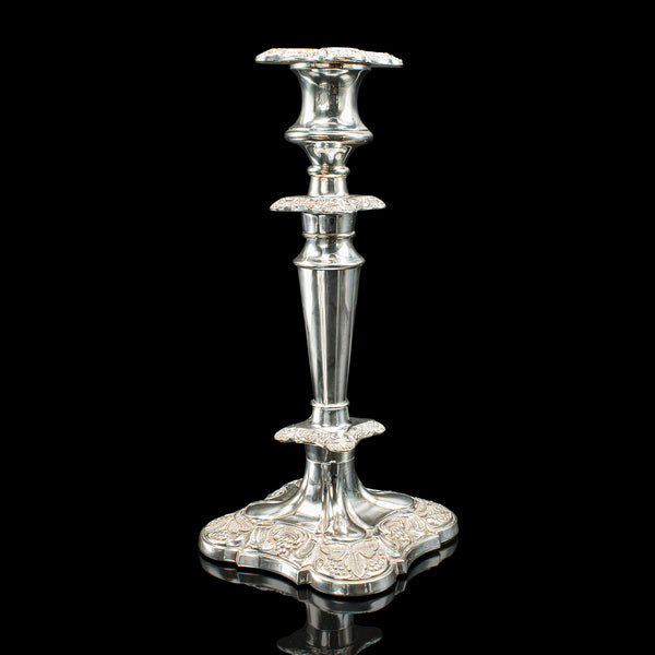 Pair Of Antique Decorative Candlesticks, English, Silver Plate, Candle Sconce