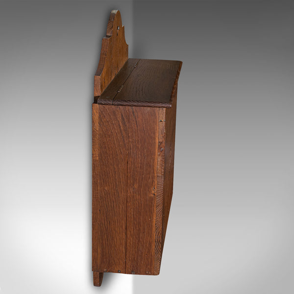 Antique Castle Purser's Requisitions Box, English Oak, Wall Organiser, Victorian