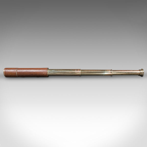 Antique 3 Draw Telescope, English, Leather, Broadhurst Clarkson & Co, Edwardian