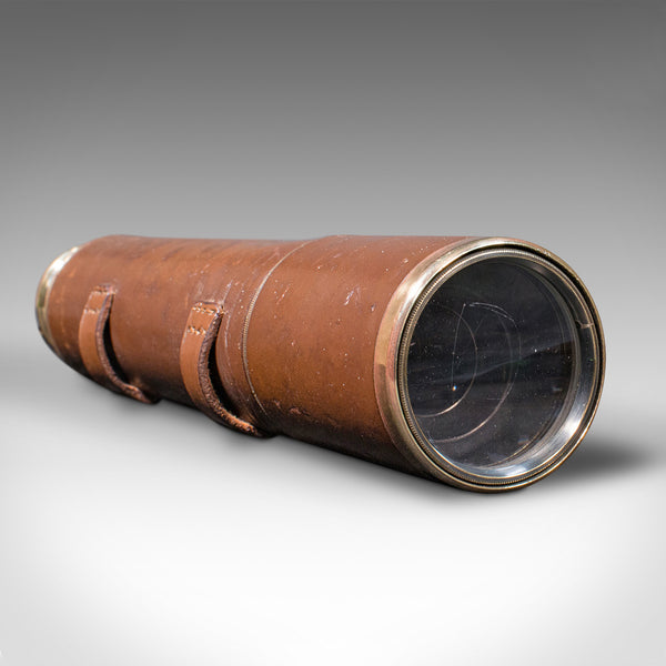 Antique 3 Draw Telescope, English, Leather, Broadhurst Clarkson & Co, Edwardian