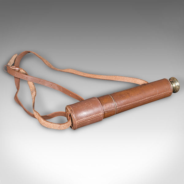 Antique 3 Draw Telescope, English, Leather, Broadhurst Clarkson & Co, Edwardian