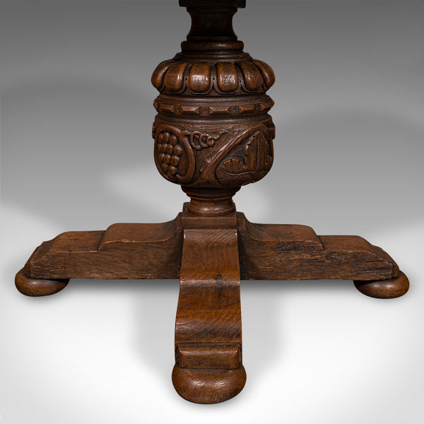 Antique Centre Table, English, Carved Oak, Gothic Revival, Victorian, Circa 1890