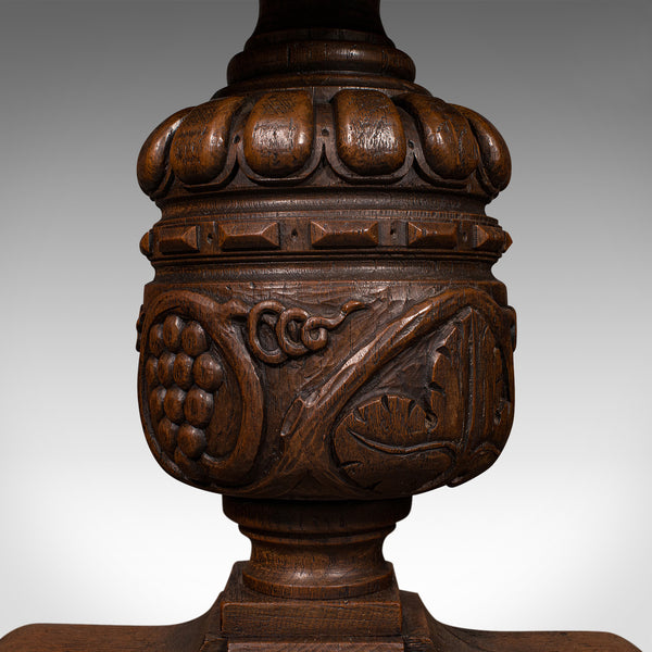 Antique Centre Table, English, Carved Oak, Gothic Revival, Victorian, Circa 1890