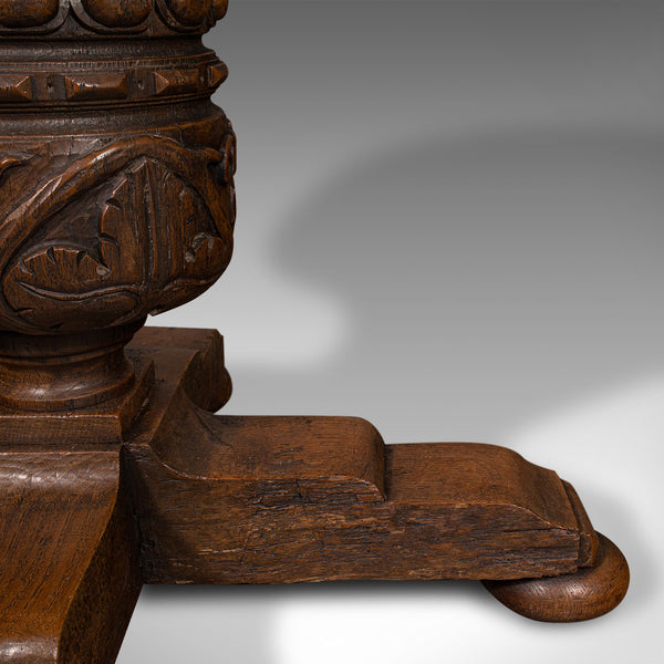Antique Centre Table, English, Carved Oak, Gothic Revival, Victorian, Circa 1890