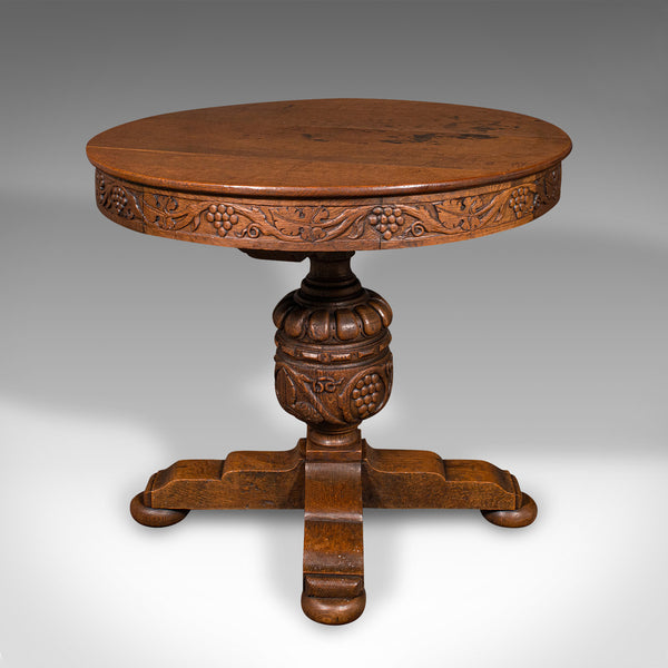 Antique Centre Table, English, Carved Oak, Gothic Revival, Victorian, Circa 1890