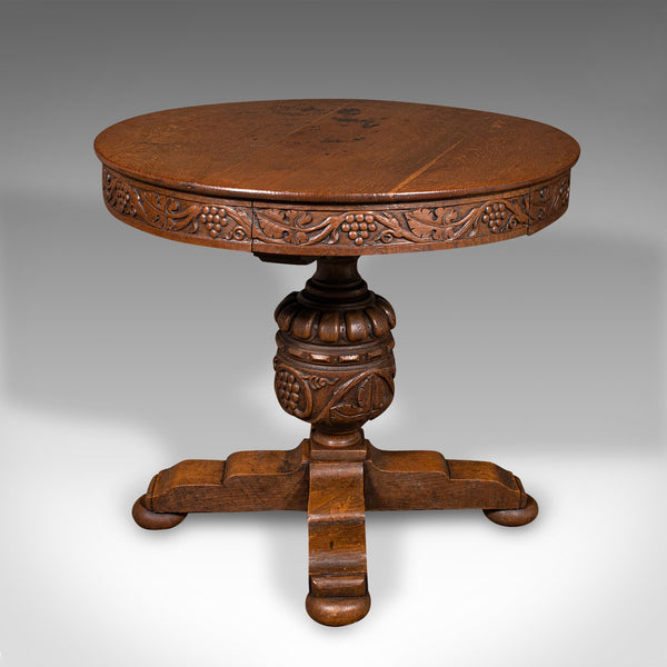 Antique Centre Table, English, Carved Oak, Gothic Revival, Victorian, Circa 1890