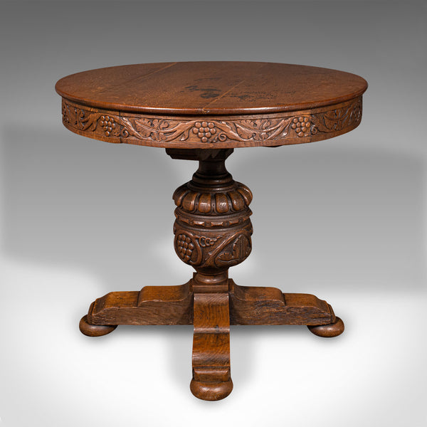 Antique Centre Table, English, Carved Oak, Gothic Revival, Victorian, Circa 1890