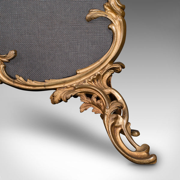 Antique Rococo Fire Screen, French, Gilt Brass, Fireside Panel, Victorian, 1900