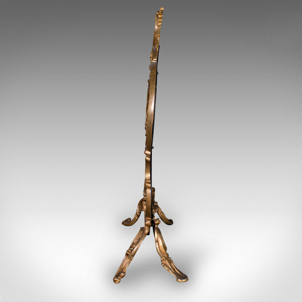 Antique Rococo Fire Screen, French, Gilt Brass, Fireside Panel, Victorian, 1900