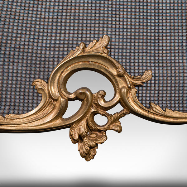 Antique Rococo Fire Screen, French, Gilt Brass, Fireside Panel, Victorian, 1900