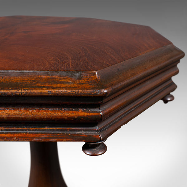 Antique Octagonal Wine Table, English, Flame, Lamp, Side, William IV, Circa 1835