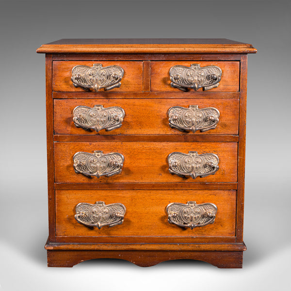 Antique Desktop Specimen Case, English, Miniature Chest of Drawers, Victorian