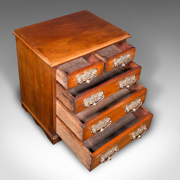 Antique Desktop Specimen Case, English, Miniature Chest of Drawers, Victorian