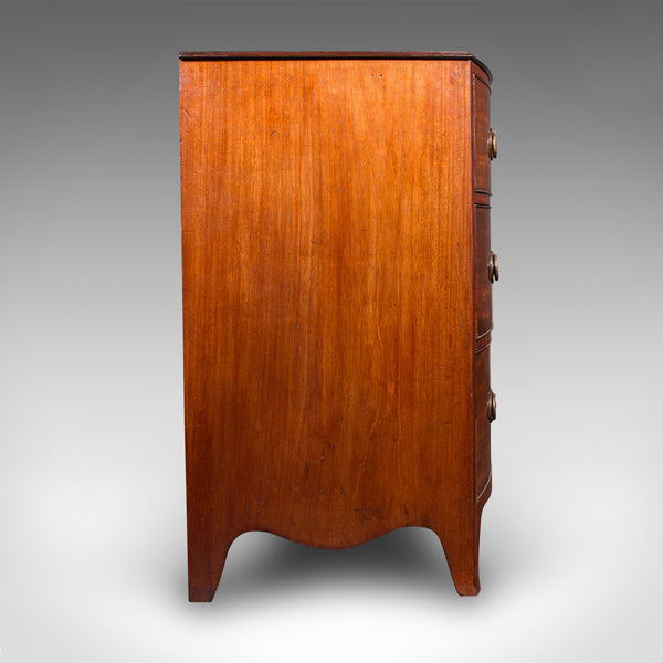 Antique Bow Front Chest of Drawers, English, Bachelors, Bedroom, Georgian, 1790