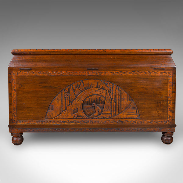 Large Vintage Carved Chest, Chinese, Camphorwood, Linen Trunk, Oriental Taste