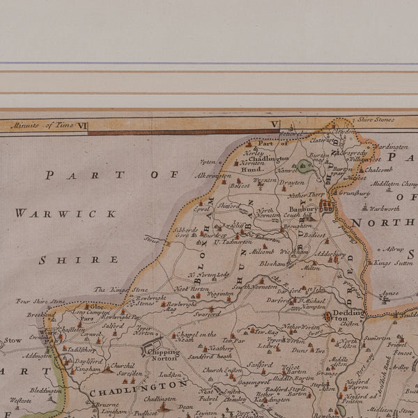 Antique Lithography Map, Oxfordshire, English, Framed Cartography, Robert Morden