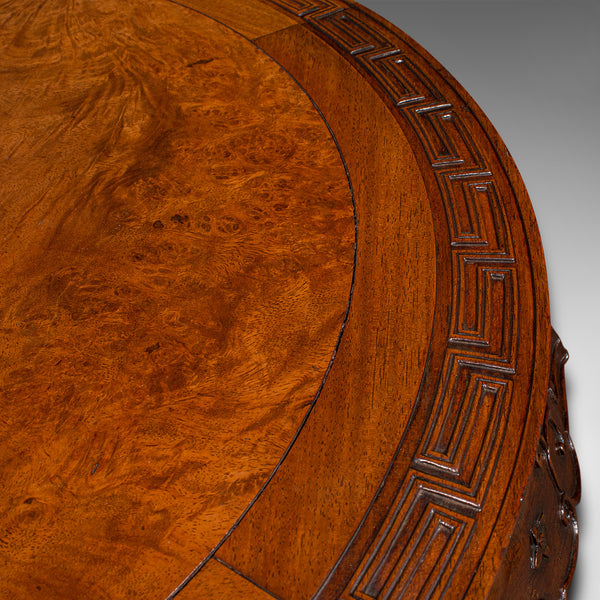 Antique Centre Coffee Table, Chinese, Burr Walnut, Low, Early 20th Century, 1920