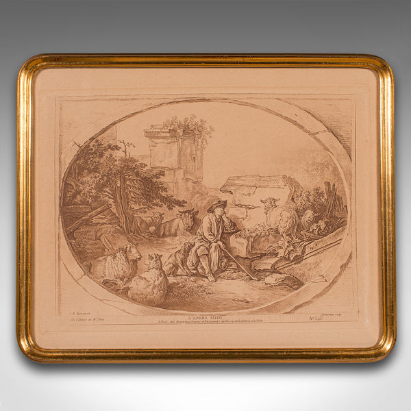 Set of 4 Antique Prints, French, Framed Etchings, Provincial Taste, Victorian
