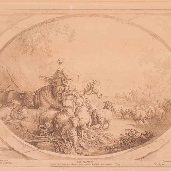 Set of 4 Antique Prints, French, Framed Etchings, Provincial Taste, Victorian