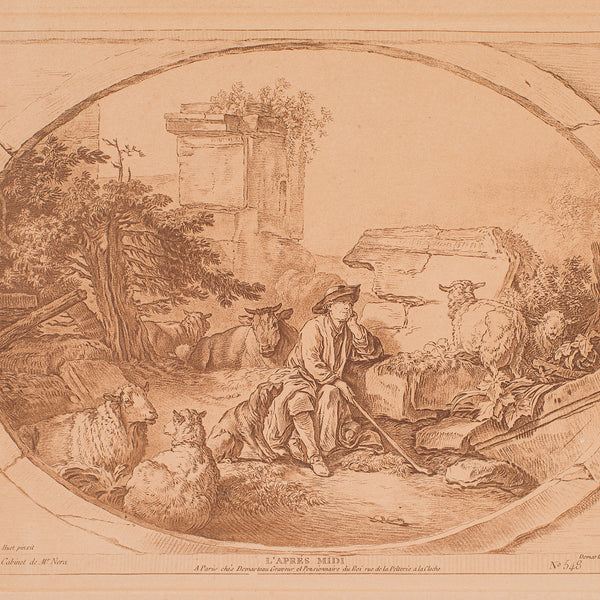 Set of 4 Antique Prints, French, Framed Etchings, Provincial Taste, Victorian