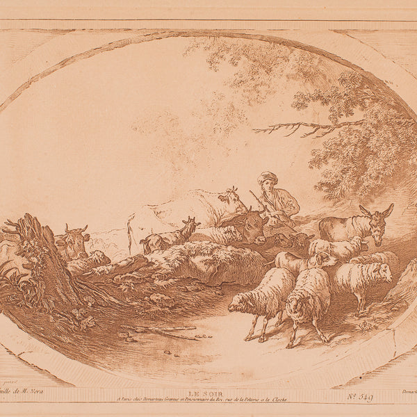 Set of 4 Antique Prints, French, Framed Etchings, Provincial Taste, Victorian