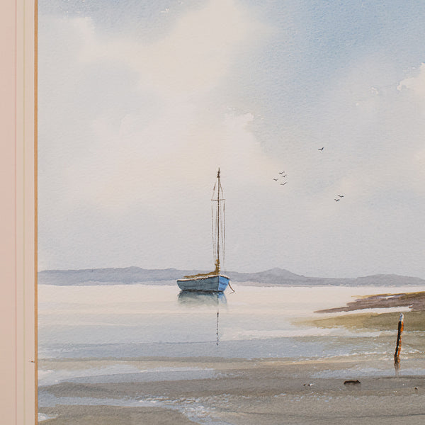 Large Vintage Coastal Watercolour, Welsh, Framed Painting, Landscape, Signed Art