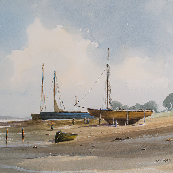 Large Vintage Coastal Watercolour, Welsh, Framed Painting, Landscape, Signed Art