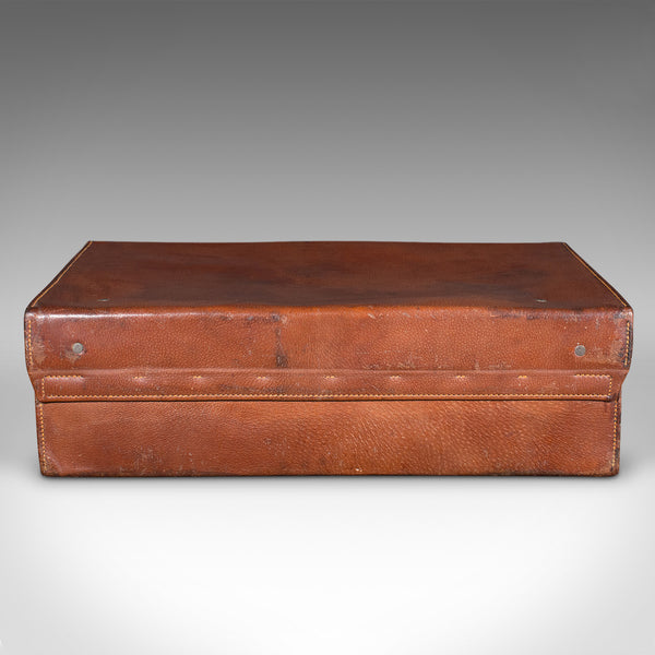 Antique Gentleman's Valet Suitcase, English, Leather, Fitted Interior, C.1920