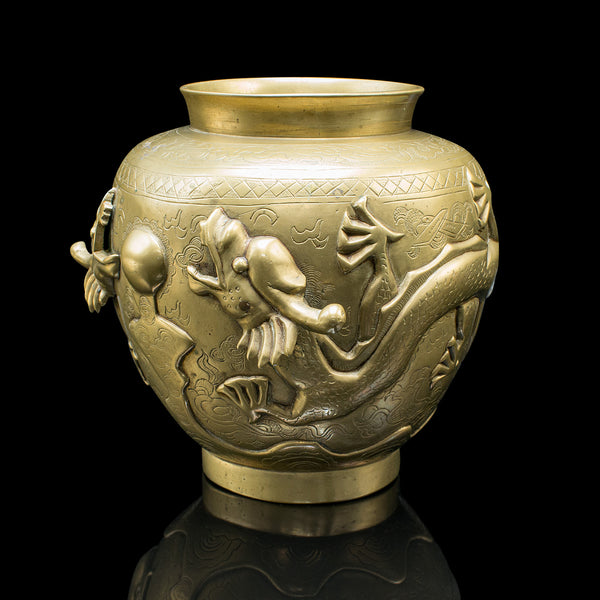 Pair Of Antique Flower Urns, Chinese, Bronze, Decorative Posy Vase, Victorian
