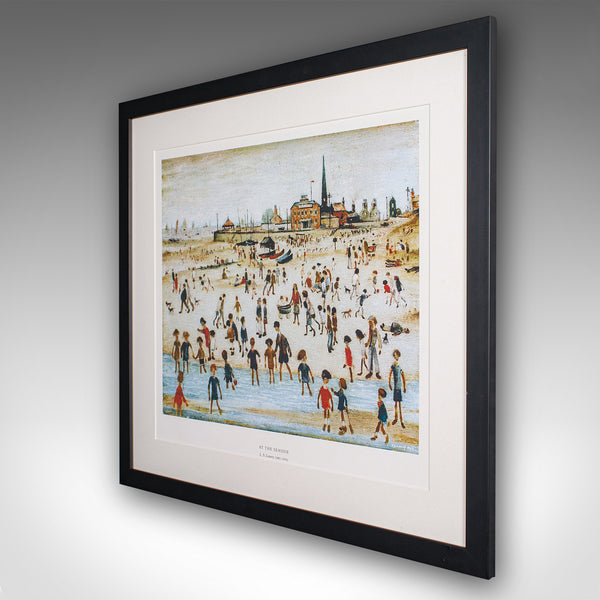 Vintage Print, At The Seaside, LS Lowry, English, Framed Art Reproduction, 1990