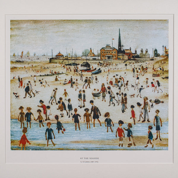 Vintage Print, At The Seaside, LS Lowry, English, Framed Art Reproduction, 1990