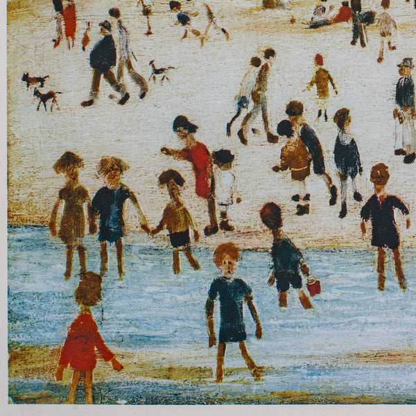 Vintage Print, At The Seaside, LS Lowry, English, Framed Art Reproduction, 1990