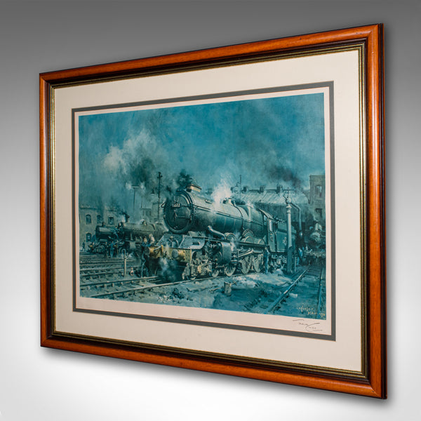 Large Vintage Railway Print, English, Framed Art, Steam Train, Railwayana, Cuneo