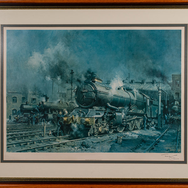 Large Vintage Railway Print, English, Framed Art, Steam Train, Railwayana, Cuneo