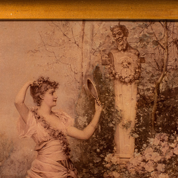 Antique Crystoleum Picture, French, Framed Glass Mezzotint, Art, Late Victorian