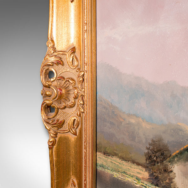 Large Vintage Landscape Painting, Austrian, Framed Art, Oil, Alpine, Schmidbauer