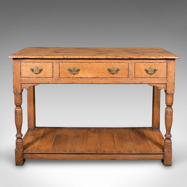 Antique Dresser Base, English Oak Kitchen Sideboard, Georgian Revival, Edwardian