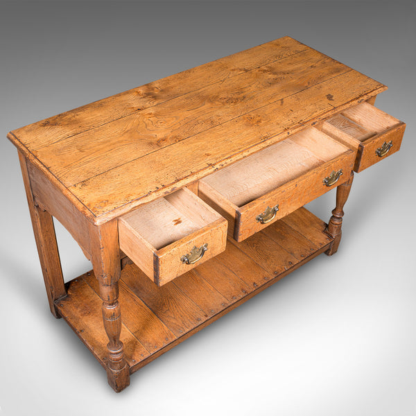 Antique Dresser Base, English Oak Kitchen Sideboard, Georgian Revival, Edwardian