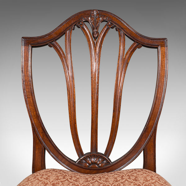 Pair Of Antique Hepplewhite Side Chairs, English, Fruitwood, Hall Seat, Georgian