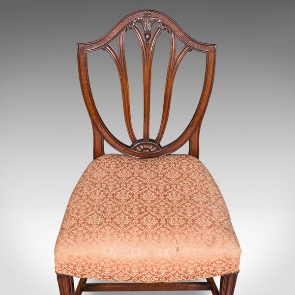 Pair Of Antique Hepplewhite Side Chairs, English, Fruitwood, Hall Seat, Georgian