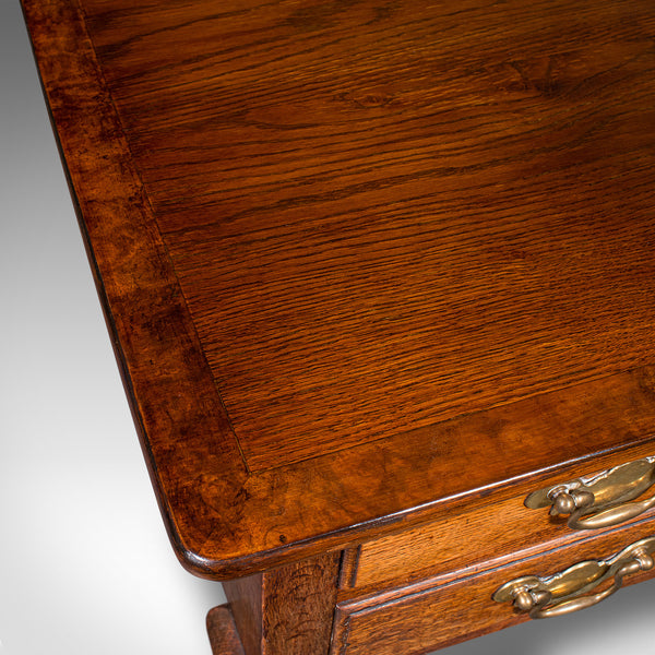Antique 4 Drawer Lowboy, English, Oak, Walnut, Correspondence Desk, Georgian