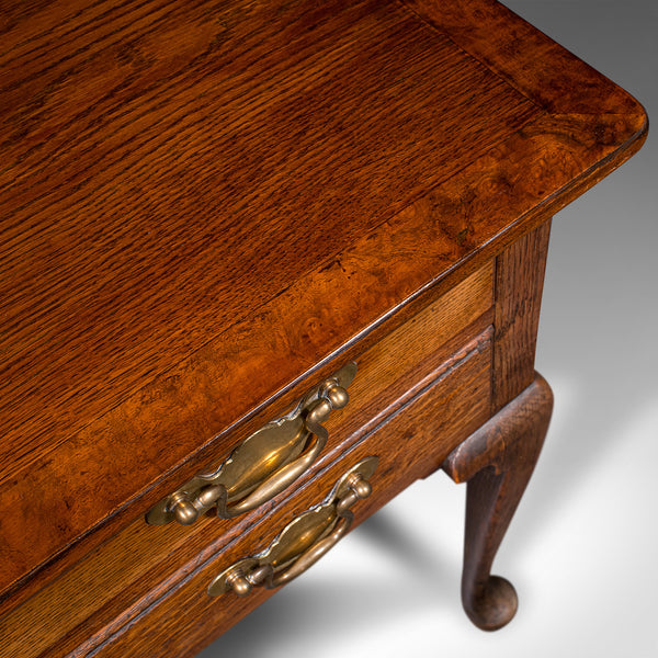 Antique 4 Drawer Lowboy, English, Oak, Walnut, Correspondence Desk, Georgian
