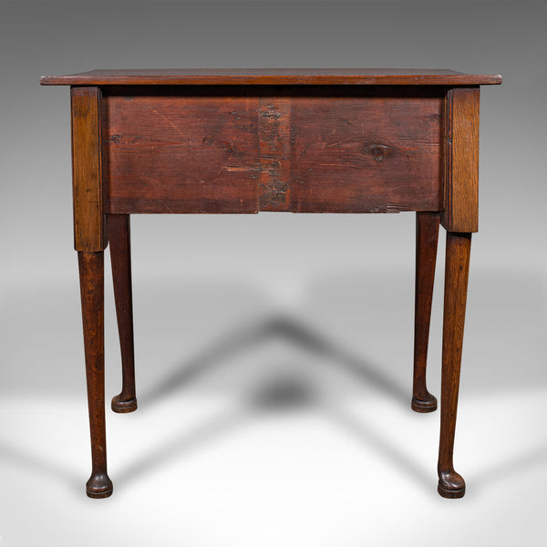 Antique 4 Drawer Lowboy, English, Oak, Walnut, Correspondence Desk, Georgian