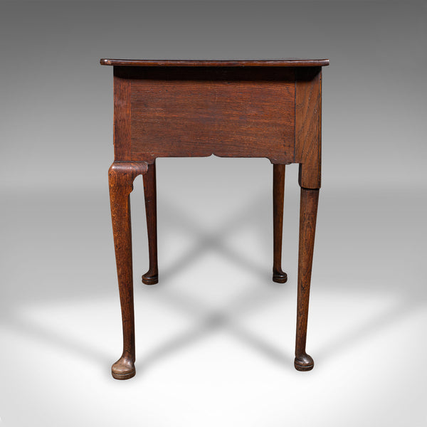 Antique 4 Drawer Lowboy, English, Oak, Walnut, Correspondence Desk, Georgian