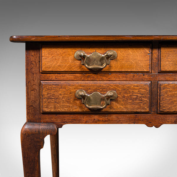 Antique 4 Drawer Lowboy, English, Oak, Walnut, Correspondence Desk, Georgian