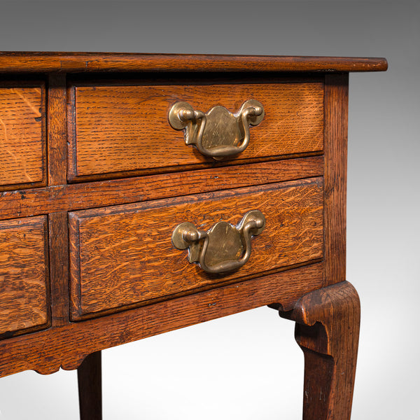 Antique 4 Drawer Lowboy, English, Oak, Walnut, Correspondence Desk, Georgian