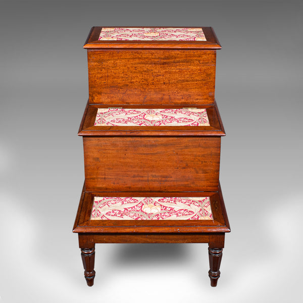 Antique Set of Library Steps, English, Walnut, Oak, Step Storage Stand, Regency