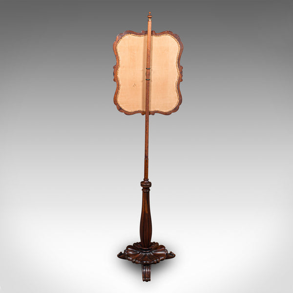Antique Fireside Pole Screen, English, Needlepoint, Adjustable, William IV, 1835