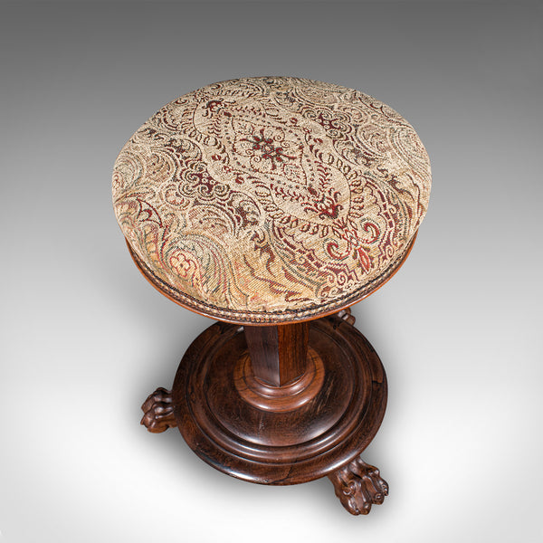 Antique Piano Riser Stool, English, Adjustable, Music Recital, William IV, 1835