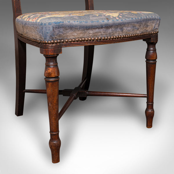 Antique Embroidered Chair, English, Walnut, Needlepoint, Bedroom, Hall, Regency